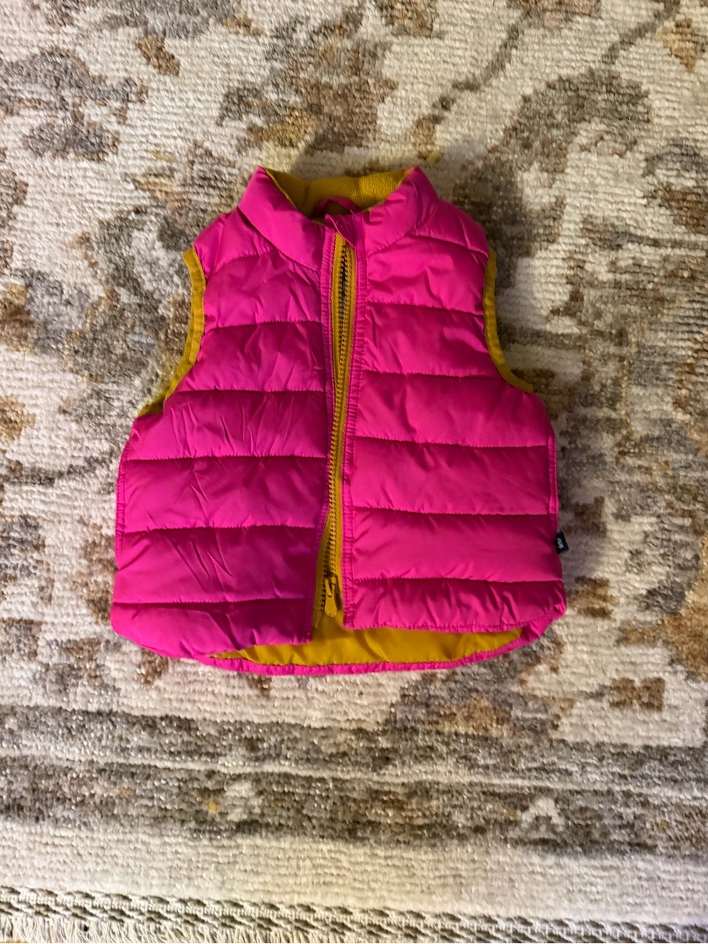 GAP Kids Puffer Vest in Hot Pink and Yellow